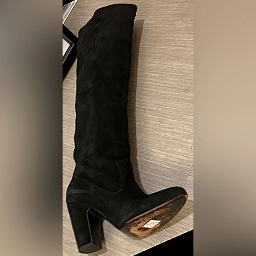 Ulla Johnson Sloane Boots Heeled Black Suede Slouch Knee High Size EU 38 = US 8